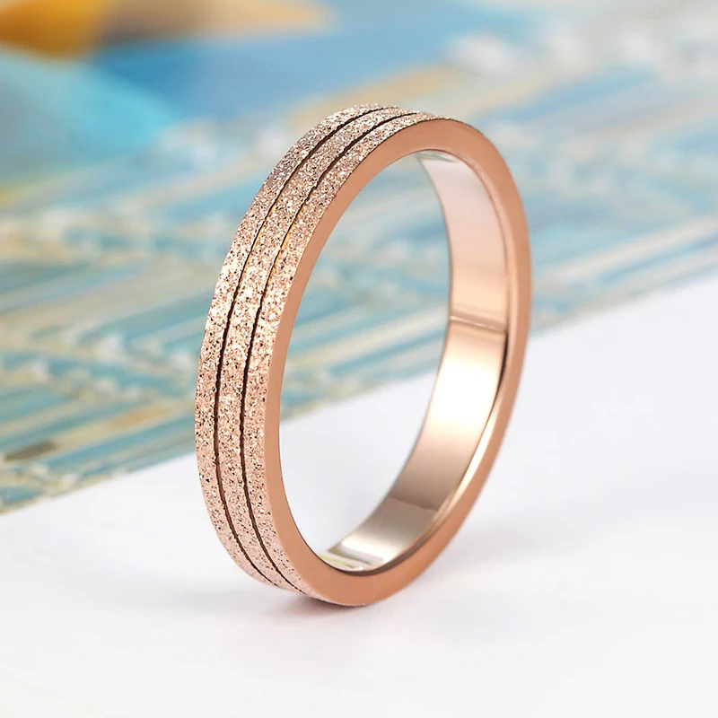 Double Striped Titanium Steel Scrub Women's Ring - High-Quality Wedding Band Jewelry for Women - Perfect Gift image 2