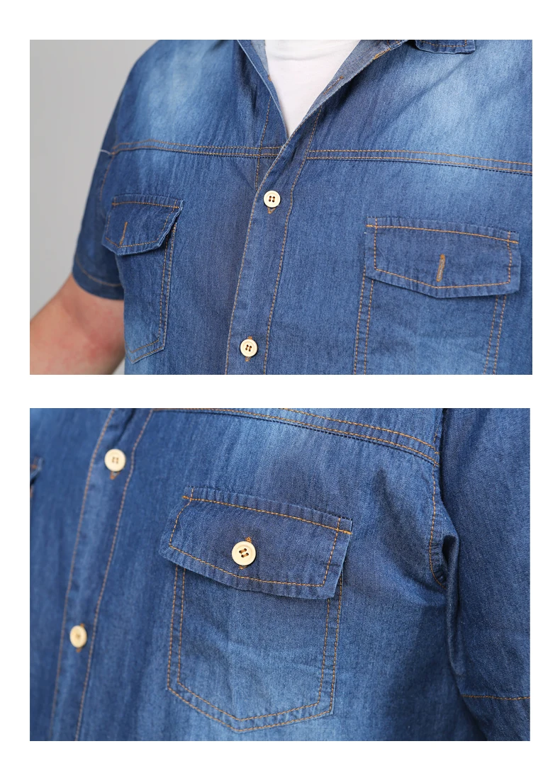 LONMMY 7XL 8XL джинсовые рубашки, мужские джинсовые рубашки, мужские повседневные рубашки с коротким рукавом, хлопковые мужские рубашки высокого качества