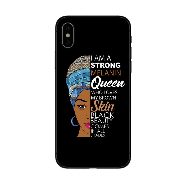 Melanin Poppin черный женский художественный черный мягкий чехол для телефона iPhone 6 6 S 7 8 Plus 5 5S SE 10 X XR XS MAX curly hair shell