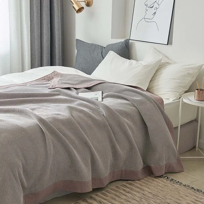 Soft Premium Cotton Thermal Throw Blanket Cozy Bedding Coverlet- Perfect for Layering any Bed Sofa Car Lightweight Breathable