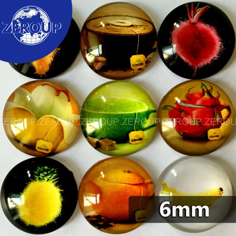 

6 мм круглые изображения фруктов стеклянный кабошон смешанные узоры подходит для основа камеи для украшения ювелирных изделий плоская задн...