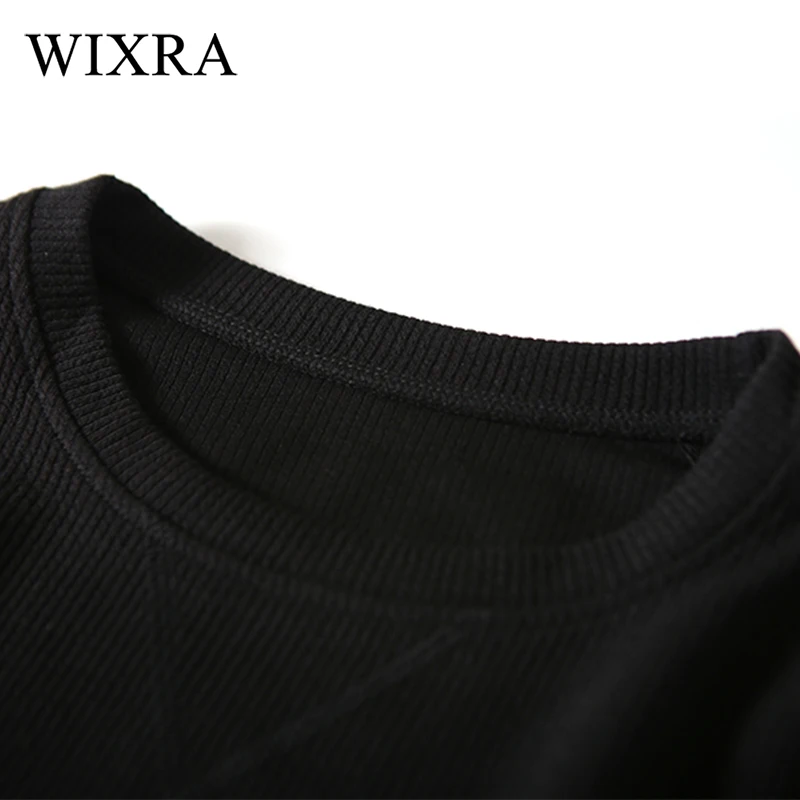 Wixra одноцветное повседневные толстовки Harajuku круглым вырезом потеет женская