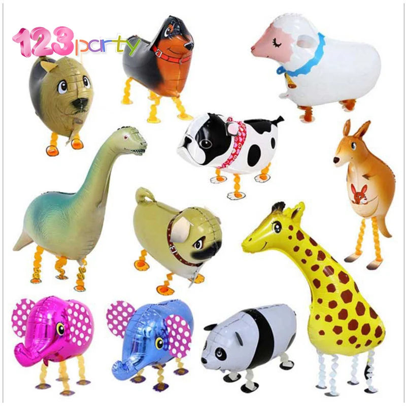 1pc Walking foil balloon baby shower birthday decor party supplies cartoon animal dinosaur unicorn kid inflatable toy | Дом и сад