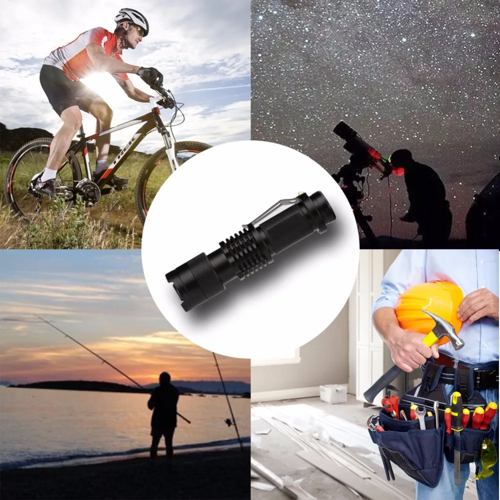 Мини зуммируемый ударопрочный светодиодный фонарик XP-E Q5 Фонарь онарик с