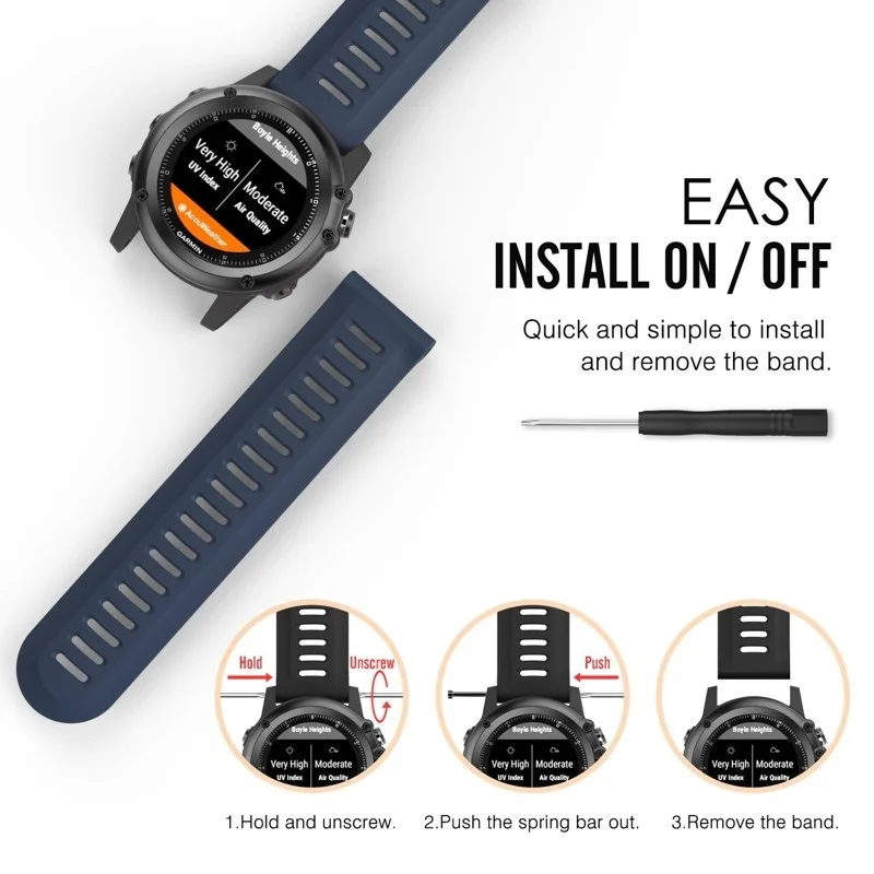 Ремешок YOOSIDE для спортивных часов мягкий силиконовый браслет Garmin Fenix 3/Fenix 3 HR/Quatix