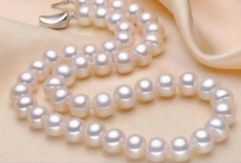 Charming Natural 9-10mm White Pearl Necklace 18" 36" | Украшения и аксессуары