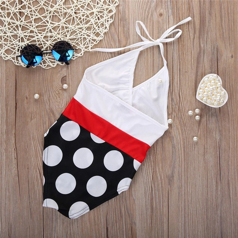 Цельный купальный костюм 2017 г. купальник-бикини в горошек для маленьких девочек