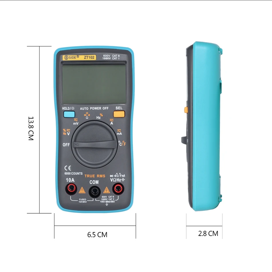 Цифровой мультиметр ZT102 вольтметр с функцией True RMS амперметр автоматическим