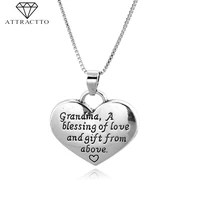 attractto silver heart long necklacespendants gift for mother chain necklace charm crystal pendant necklace female sne190002