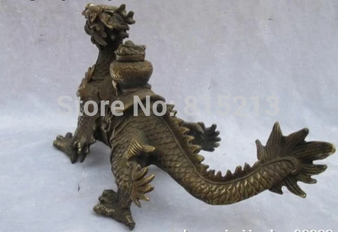 bi001355 China regius Bronze carve Auspicious Dragon Statue | Дом и сад