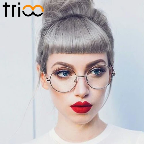 Очки TRIOO женские в золотистой оправе круглые прозрачные при близорукости