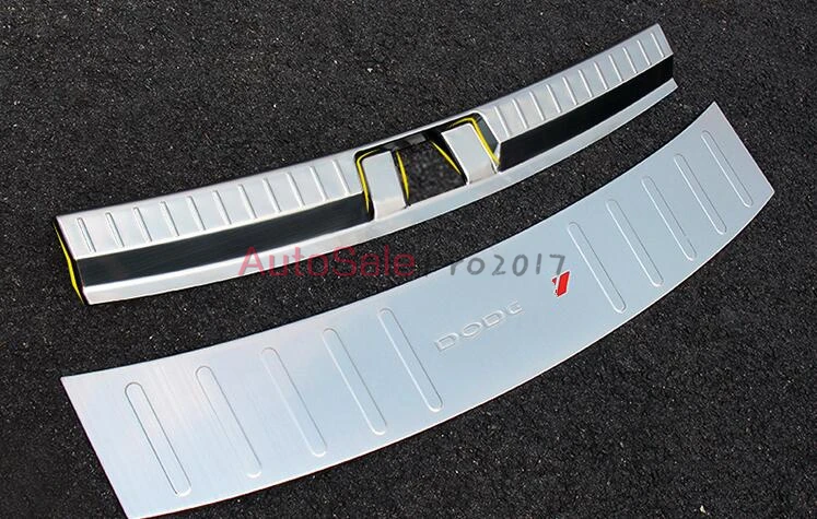 

Steel Inner + Outer Rear Bumper Protector Threshold Door Sill Plate Cover trim For DODGE Journey 2009 2010 2011 2012 2013 2014