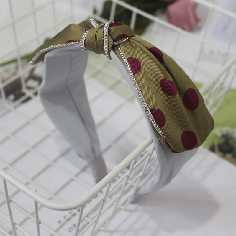 Модная новинка большая повязка для волос в горошек Женская на голову с узлом