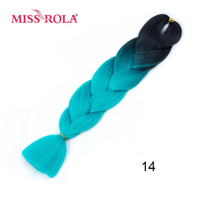 #10 Miss Rola, Омбре, синтетические волосы, Джамбо, плетение, 24 дюйма, высокотемпературное волокно, вязанное крючком, огромные косички, 100 г, Радужный Омбре, цвет - Цвет: #10