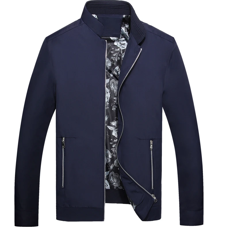 Новинка 2017 года Для мужчин осень печати Стенд Куртка с воротником мода карман на