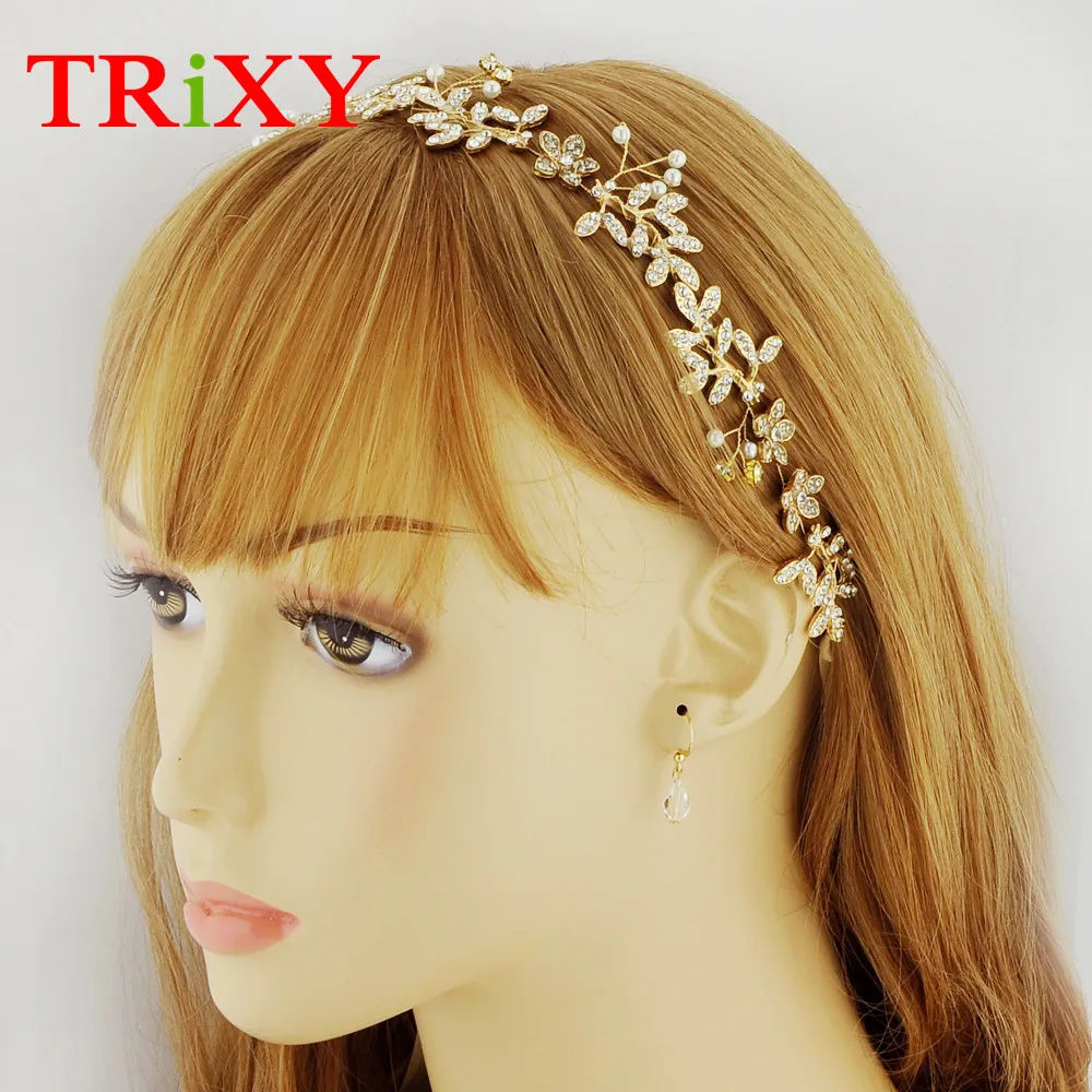 TRiXY H89 горный хрусталь свадебное с жемчужными бусинами аксессуары для волос Флора