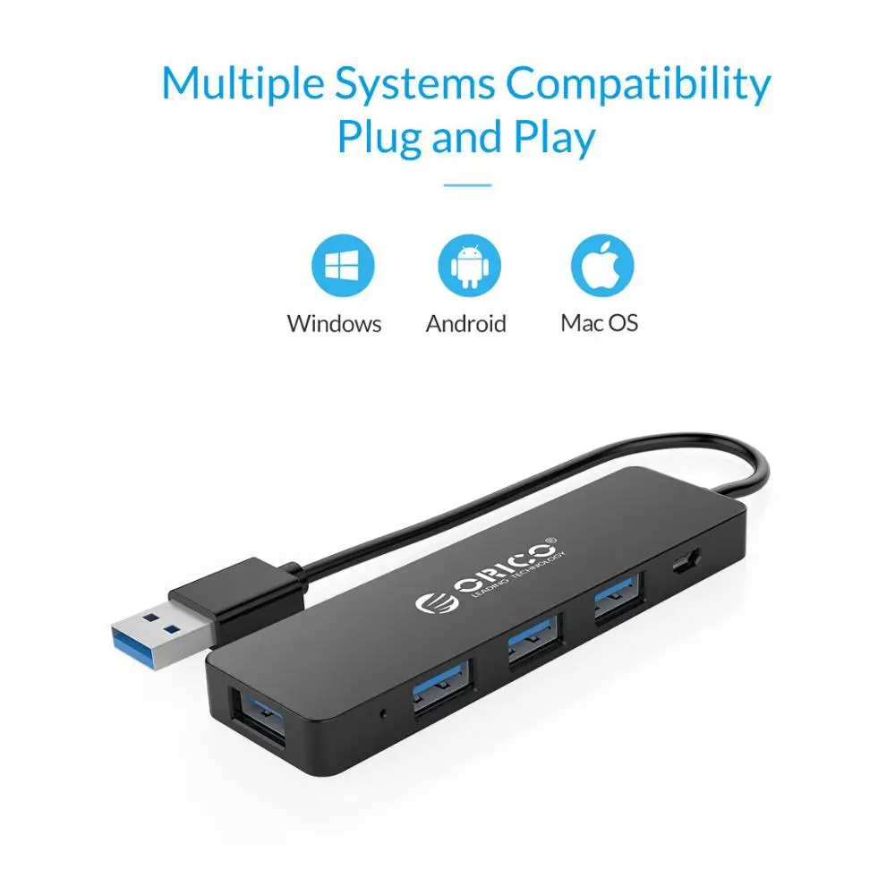 ORICO мульти USB3.0 концентратор 5 Гбит/с 4 порта USB разветвитель OTG адаптер с интерфейсом питания для MacBook ноутбук ПК планшетный компьютер