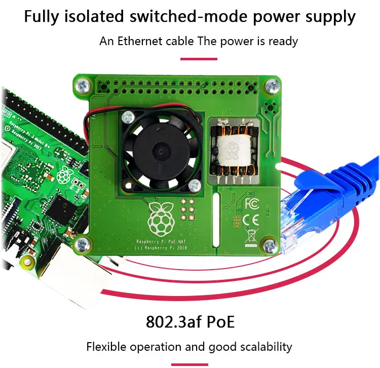 RASPBERRY PI POE HAT официальная дополнительная плата питания через Ethernet для Raspberry Pi 3B+ P