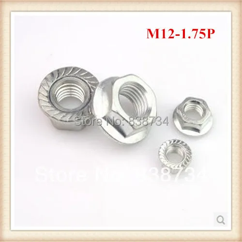 

100pcs carbon steel white zinc coated m12 flange nut with serration