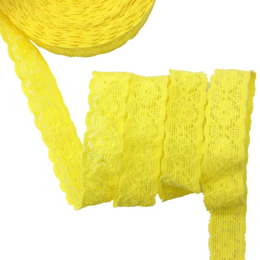 L15 Yellow 5Yards 5/8 Lace trim elastic bands DIY Headband Girls Ponytails decoration Accessories - Цвет: L15 Yellow