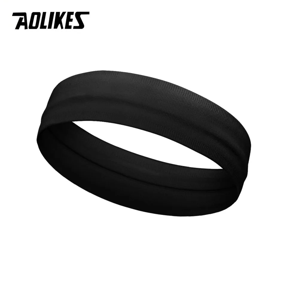 Black AOLIKES спортивная повязка на голову для мужчин и женщин, повязка на голову для мужчин и женщин, повязка на голову для бега, футбола, повязка на голову, нескользящая эластичная повязка на голову - Цвет: Black