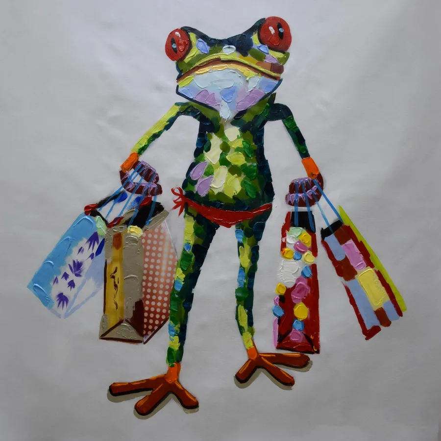 

Oil Painting on Canvas Hand Painted Modern Abstract Wall art Picture Animal Frog Home Decor Canvas Painting 24x24 E038