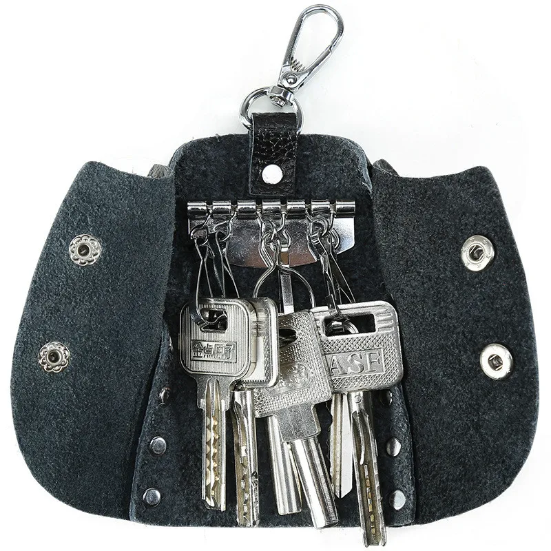 Real Genuine Leather Key Wallet Card Holder Business Organizer Housekeeper Keychain Purses Men Women Pocket Pack Car Keys Bag | Багаж и