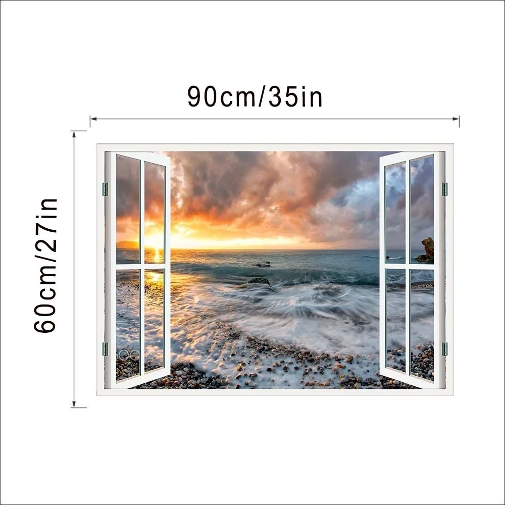 Новый продукт 3D наклейка в виде окна стены Стикеры домашний декор восход солнца