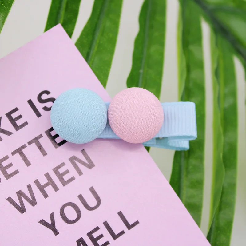 50pcs Boutique Cute Felt Pom Hairpins Solid Mini Ribbon Button Hair Clips Princess Headwear Fashion Accessories |