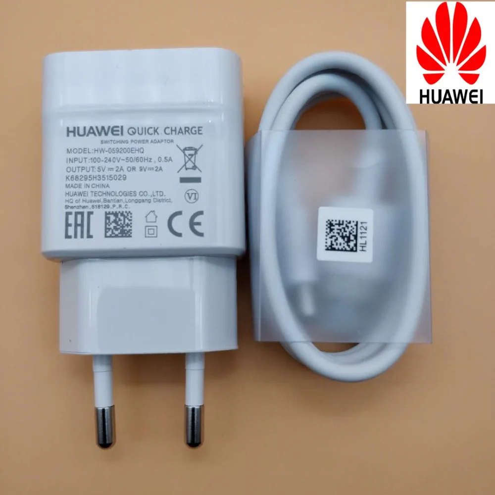 Original EU Huawei Nova 3 Fast Charger For P20 Lite Honor 9 8 2 2i 3i P9 G9 9V/2A Quick Charge Usb Type C Cable | Мобильные телефоны