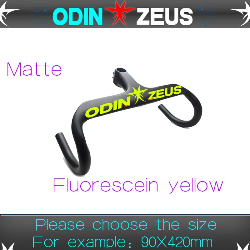 OZ Matte yellow Новейший ультра-светильник OdinZeus, углеродный руль для шоссейного велосипеда, руль для гоночного велосипеда, интегрированный руль и стержень, углеродный руль - Цвет: OZ Matte yellow