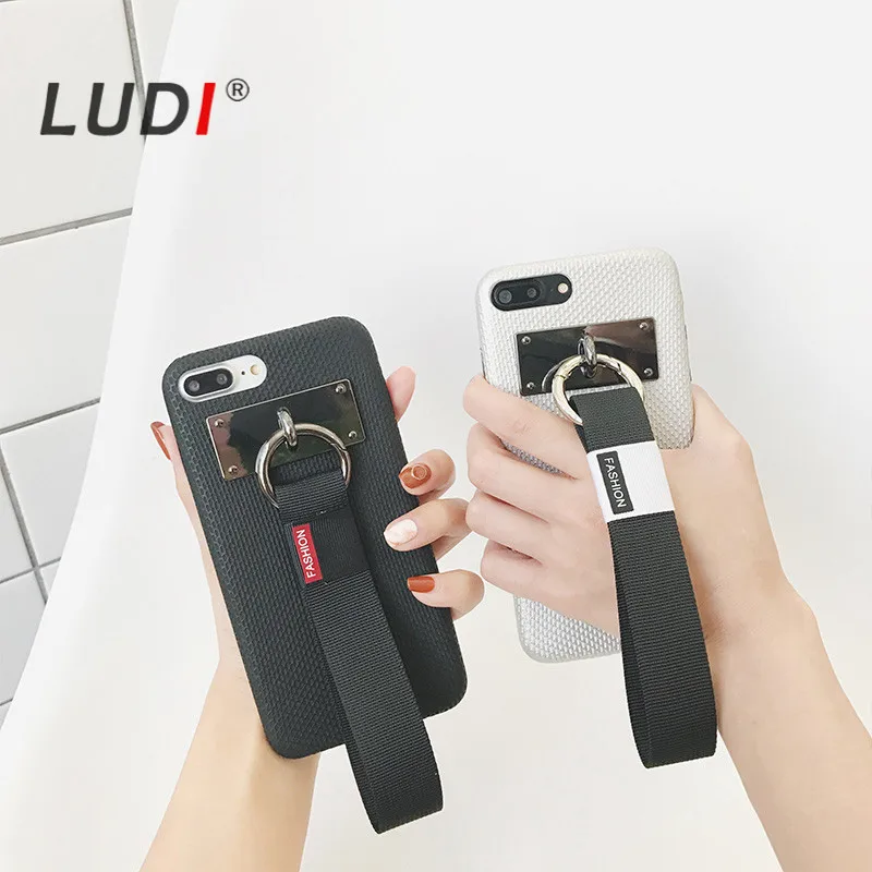 LUDI Корея простые буквы ткань ремешок ручка чехол для iphone X 8 7 7Plus тонкая мягкая