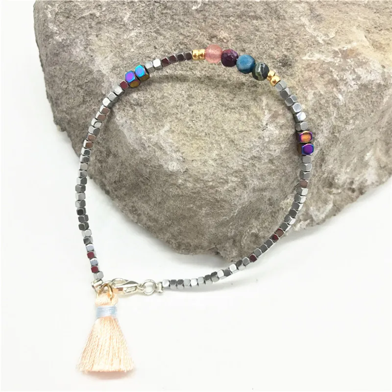 Youga новые модные made by hand натуральный камень браслет из бисера Простой Hemati tassal