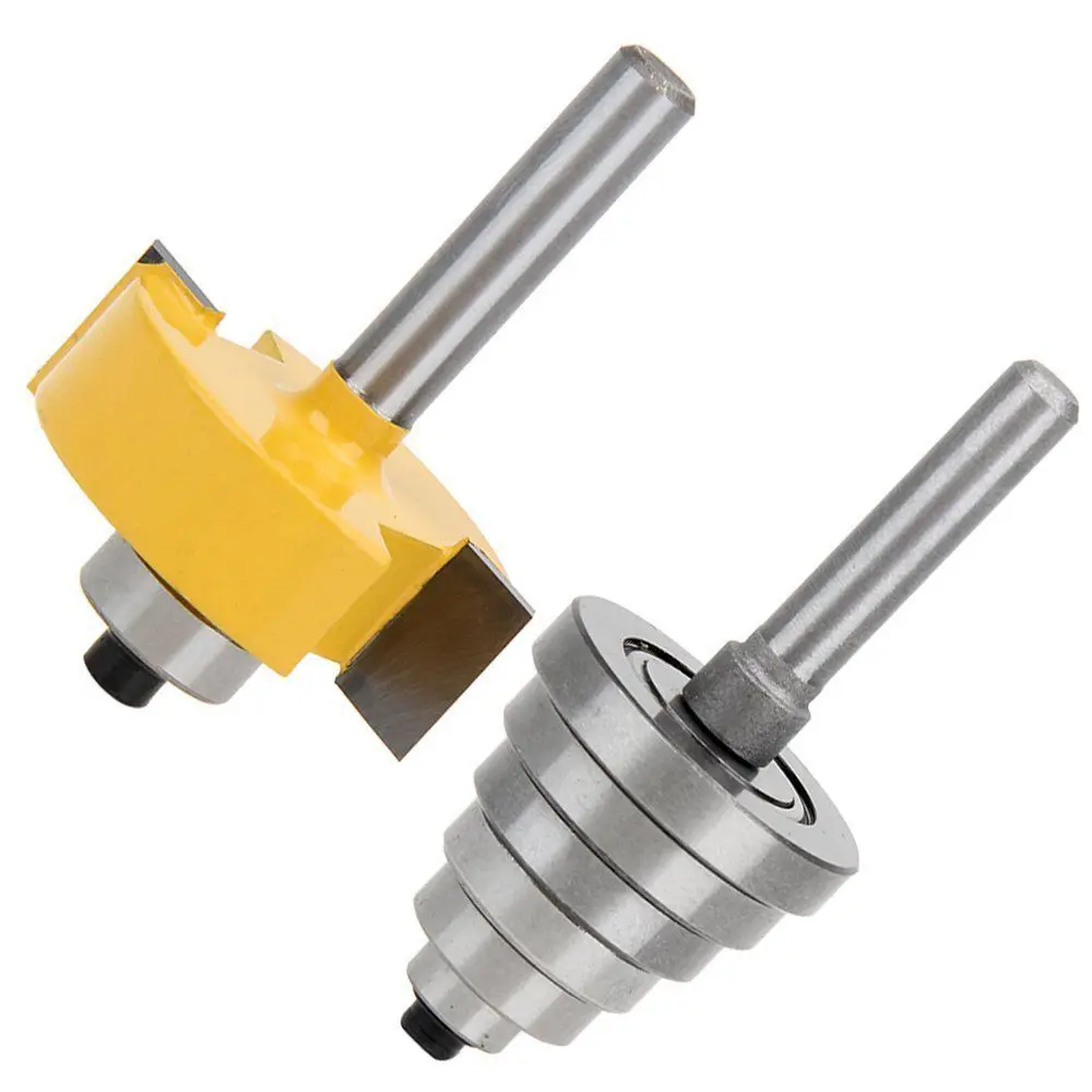 

1/4 Inch Shank Rabbeting Router Bit with 6 Bearings Set Multiple Depths Woodworking Cutter Tenon Cutter for Woodworking Tools
