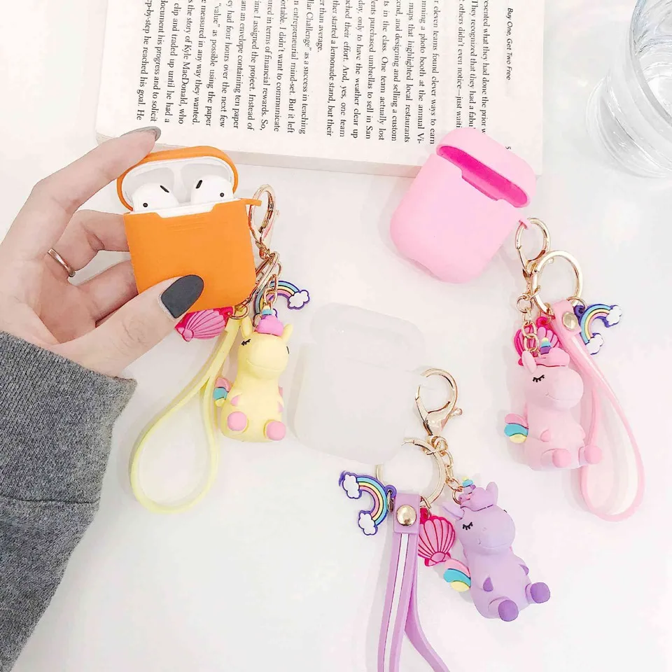Чехол для AirPods с милым мультяшным брелоком, аксессуары, силиконовый чехол s для Airpods 2, чехол с кольцом для ключей, Bluetooth, чехол для наушников