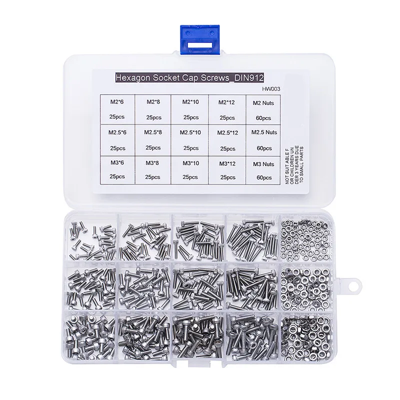 480Pcs/box M2 M2.5 M3 DIN912 304 Stainless Steel Hexagon Socket Head Cap Screws Bicycle Hex Bolts Kit | Обустройство дома
