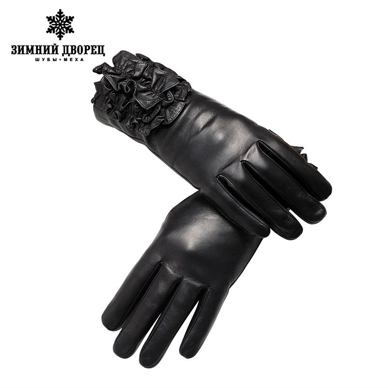 Натуральная Кожа перчатки Люкс женская Мода кожа Популярные зимние Леди стиль
