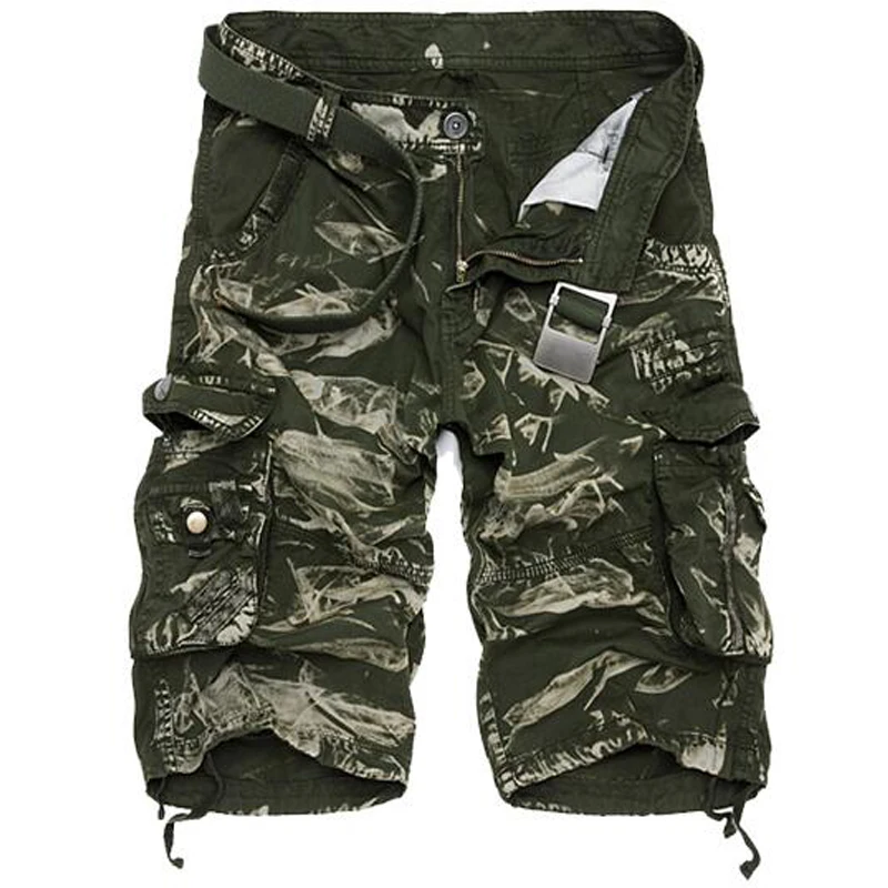 Мужские камуфляжные шорты свободные большого размера с несколькими карманами в