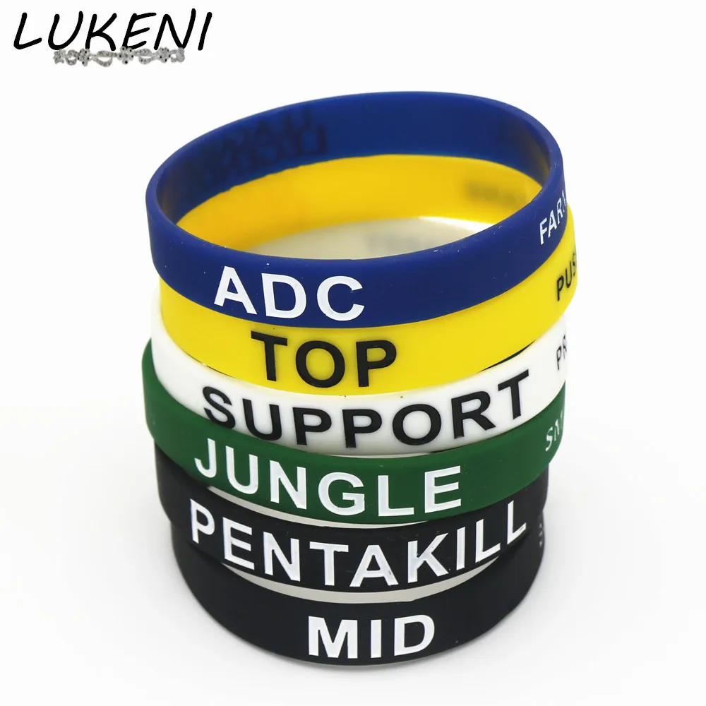 

LUKENI 6pcs Silicone Game ADC TOP SUPPORT JUNGLE MID Silicone Wristband Letters Bracelet Bangles Wholesale SH040