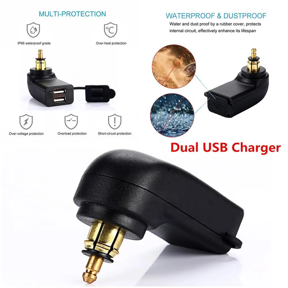 Зарядное устройство USB для мотоцикла Dual 4.8A зарядное адаптер питания гнездо