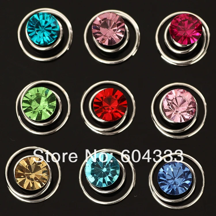 Набор из 120 штук разноцветные заколки для волос с одним кристаллом вращающиеся