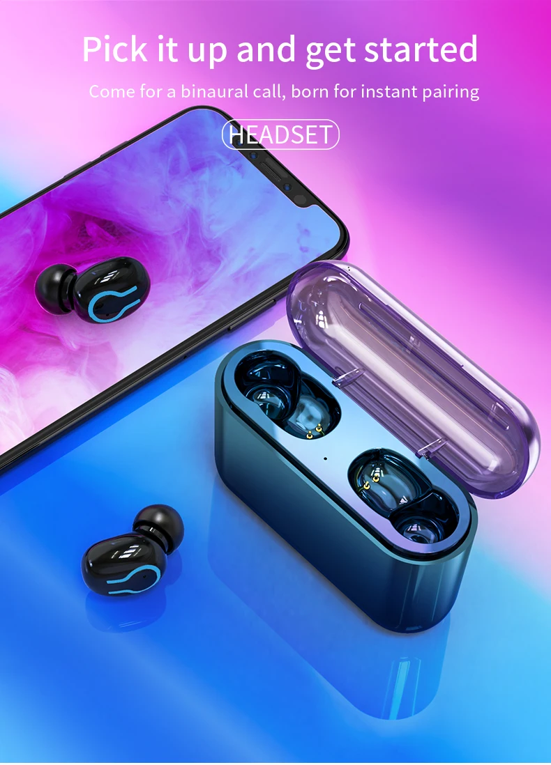 HBQ Bluetooth 5,0 наушники портативные TWS беспроводные наушники-вкладыши 3D стерео звук с микрофоном свободные руки спортивные наушники Авто сопряжение гарнитура