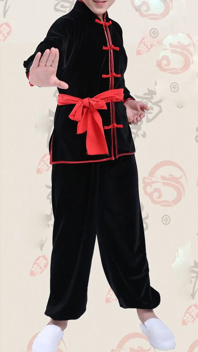 Унисекс цвет черный/синий/красный осень/зима детские костюмы tai chi плюшевая форма