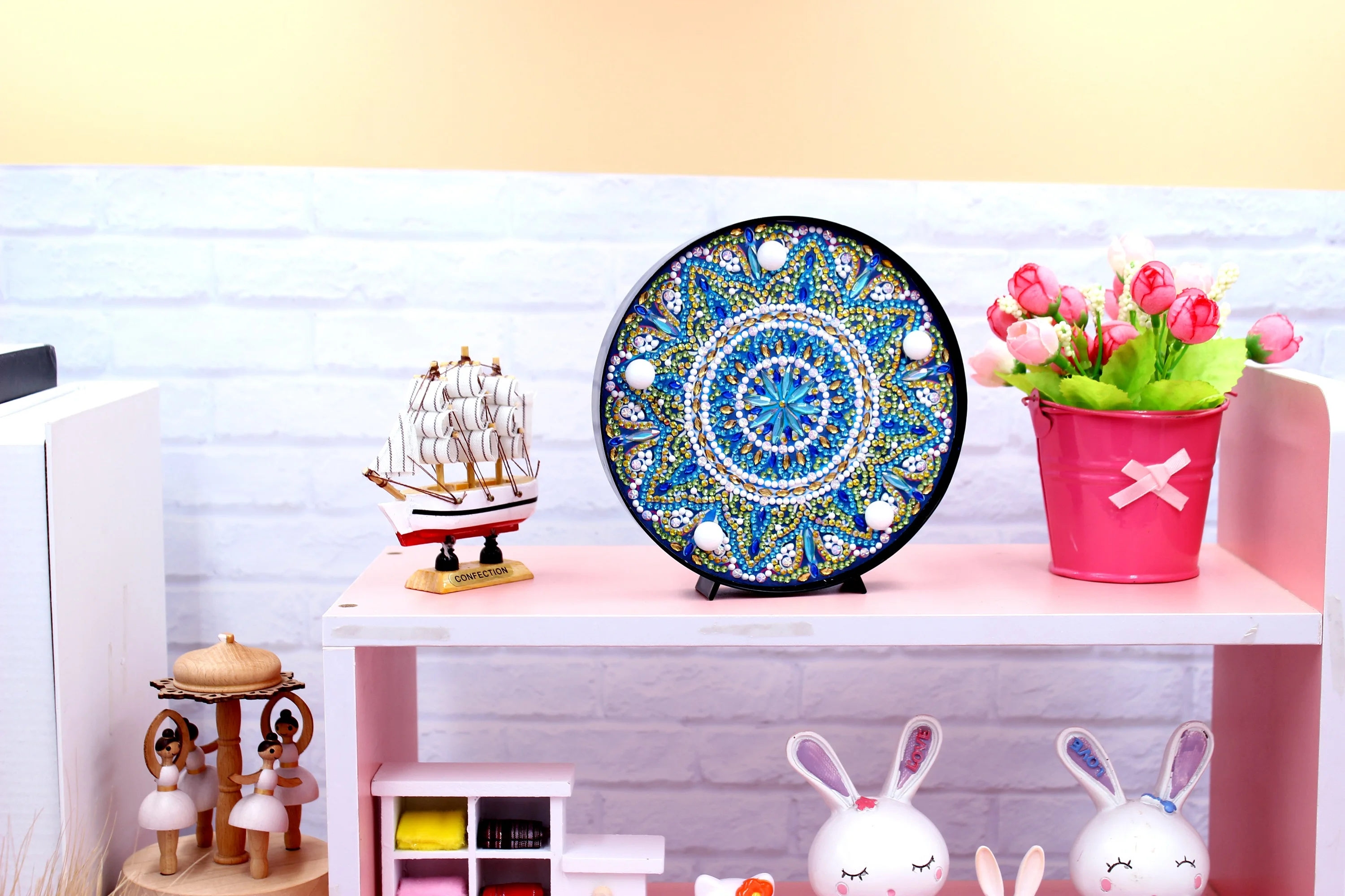 

Shirliben Factory Wholesale Diy Art Crafts Diy Mandala Diamond Painting Light Table Lamp Round/Square/Shiny Diamond ZXD020