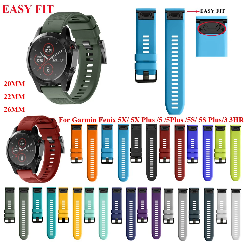 Ремешок для часов JKER 26 22 мм Garmin Fenix 5 5X 5S 3 HR 6X 6 6S быстросъемный силиконовый ремешок