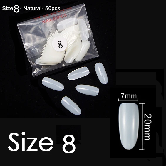 Natural Size 8 Tkgoes 50 шт./упак. продается отдельно; большие размеры 10, размеры размеры для детей 0, 1 2 3 4 5 6 7 8 9 накладные овальные накладные ногти Советы YW30-YW39 - Цвет: Natural Size 8