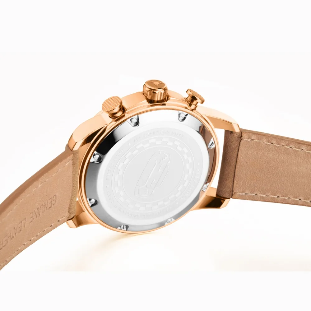 

Reef Tiger/RT Sport Watch for Men Chronograph Quartz Watches with Date Rose Gold Watch with Luminous Markers RGA3029