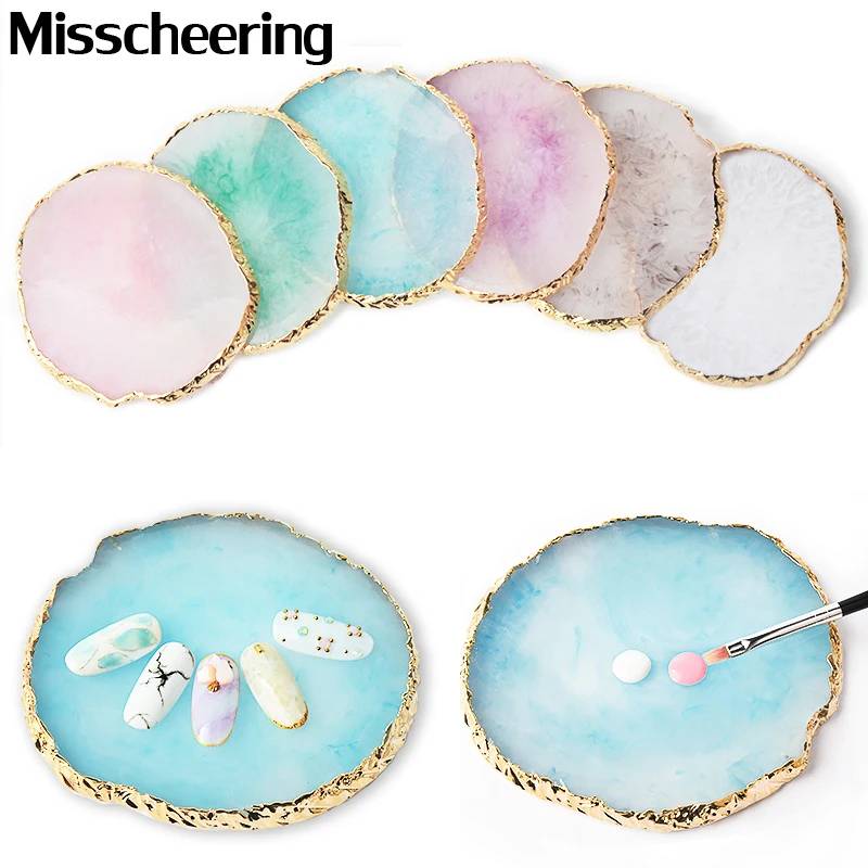 

1 Pcs Round False Nail Tips Display Board Resin Stone Color Painting Palette Holder Practice Nail Art Tools Manicure Accessories