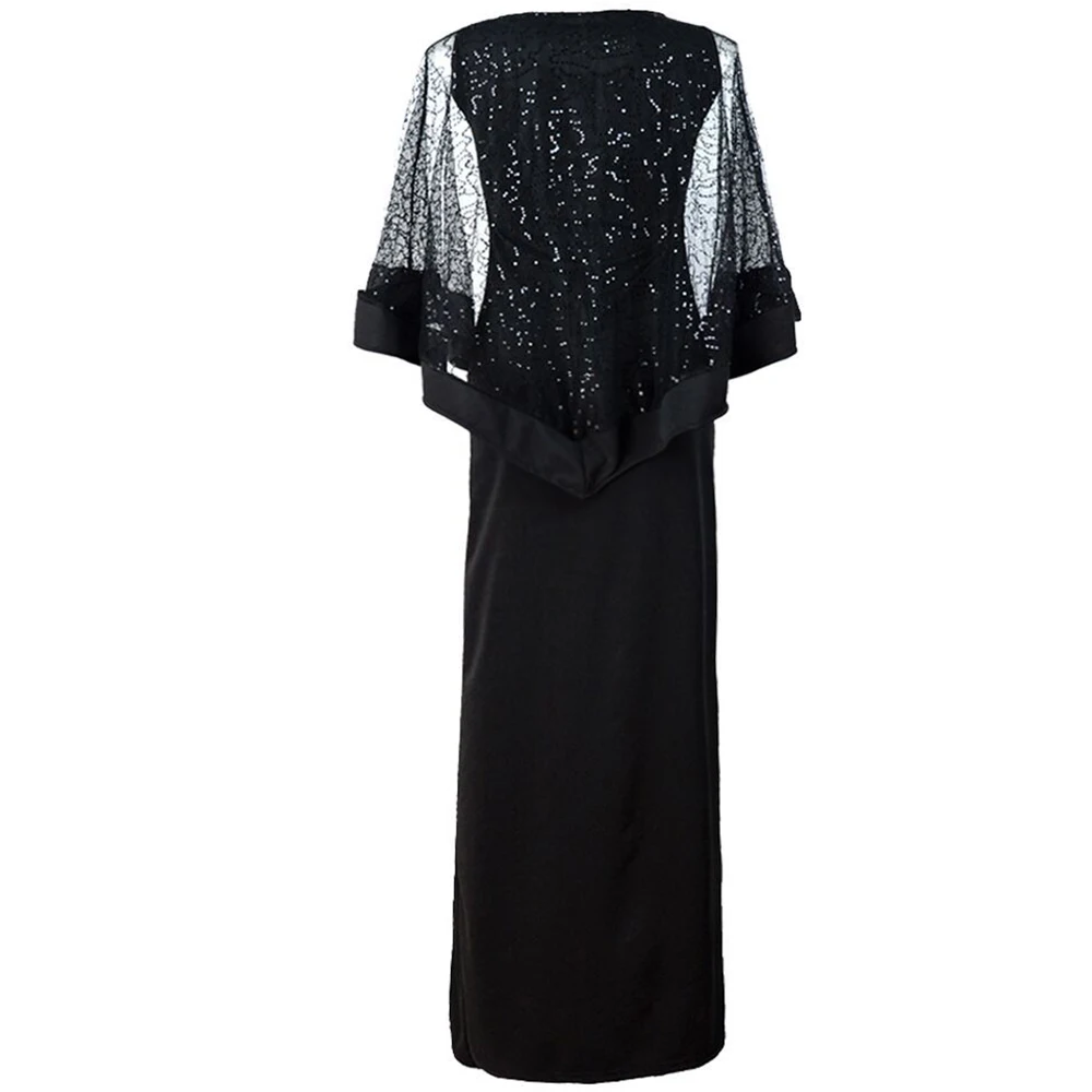 LISM Элегантные рукава накидки с круглым вырезом женское платье расшитое