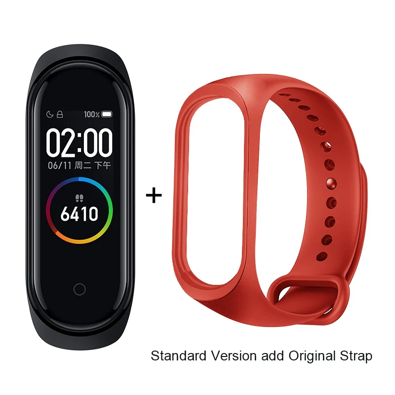 Xiaomi mi Band 4 смарт-браслет mi band 50 м Водонепроницаемость 2.5D Закаленное стекло цветной экран оригинальные часы мониторинг здоровья - Цвет: add Orange Strap